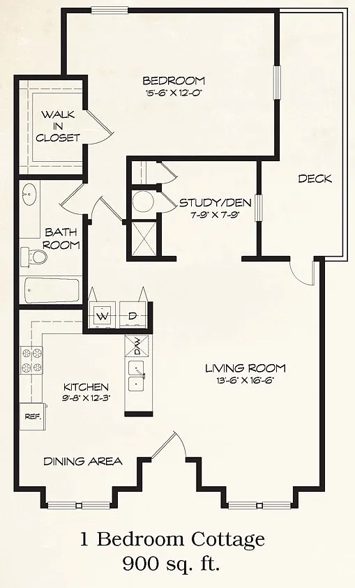 Floor plan 1 Bedroom Cottage