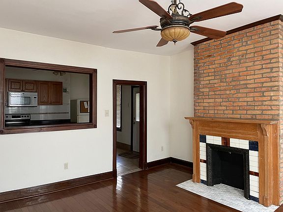 View from living room into kitchen