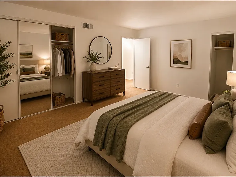 virtually staged master bedroom