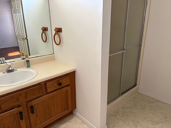 Master bathroom with walk-in closet.