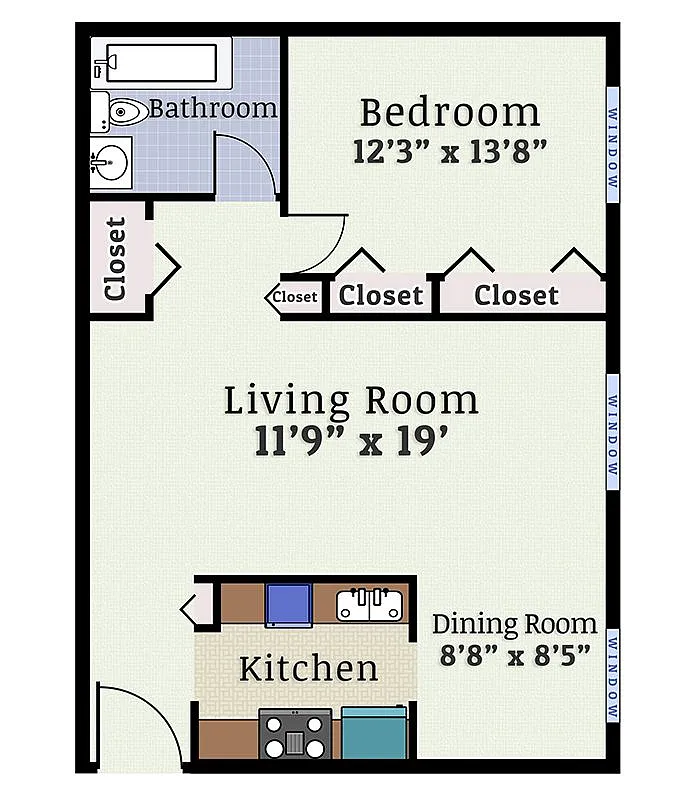 Floor plan 1 Bedroom 1 Bath
