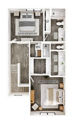 Floor plan B5 - Three Story Townhouse - Attached Garage