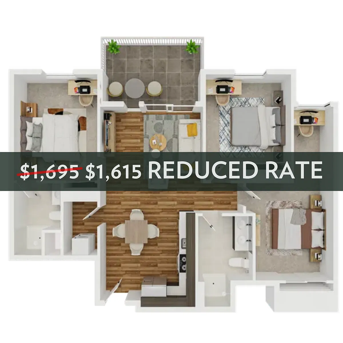 Floor plan 3BR/2BA