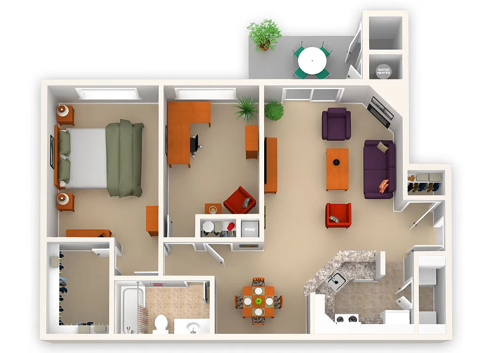 Floor plan One Bedroom with Den