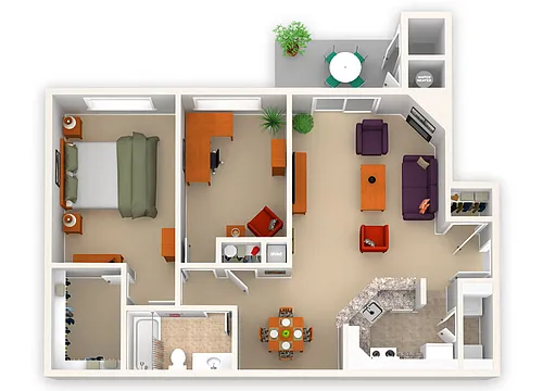 Floor plan One Bedroom with Den