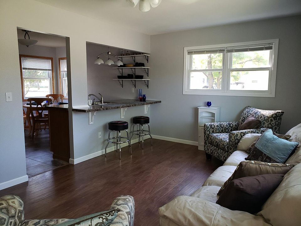 Living room looking into the kitchen
