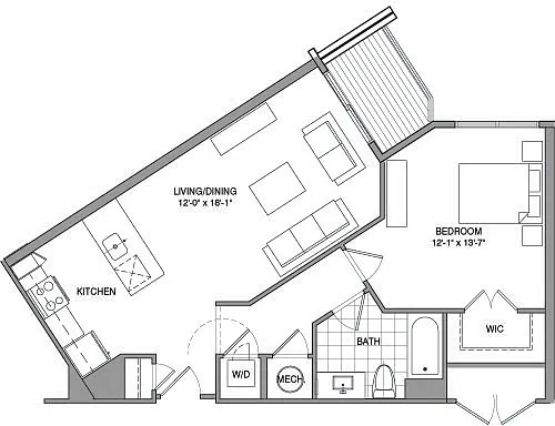 Floor plan 1 Bdrm E