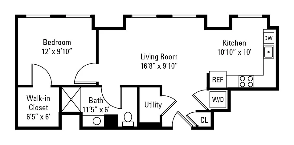 Floor plan 1 Bedroom 1 Bath