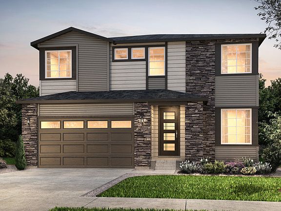 Elevation B adds a contemporary twist with wood and stone accents that complement the architecture o