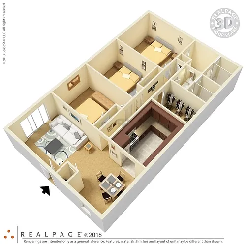 Floor plan 3 bed 2 bath w laundry room