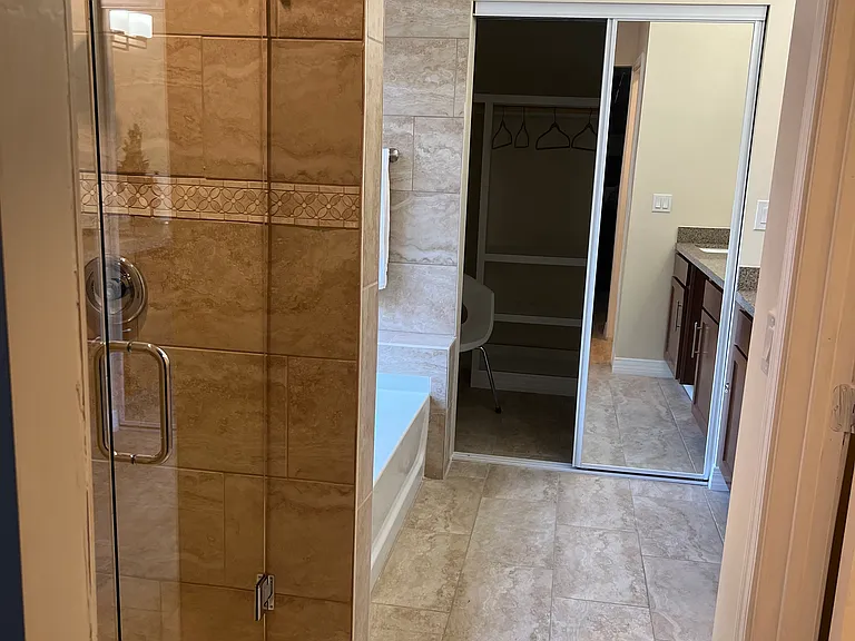 Walk in closet and bathroom