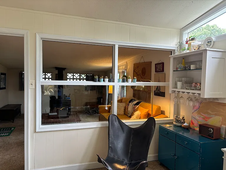 view from living room into den
and bar