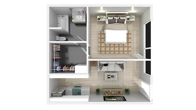 Floor plan One Bedroom One Bath 550