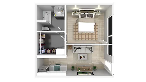 Floor plan One Bedroom One Bath 550