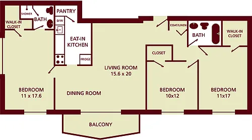 Floor plan 3BR 2BA
