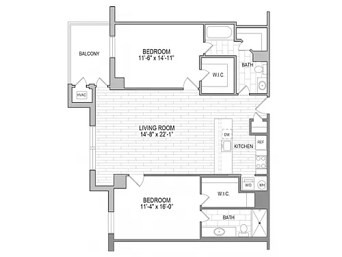 Floor plan 2BR/2BA MODERNIZED