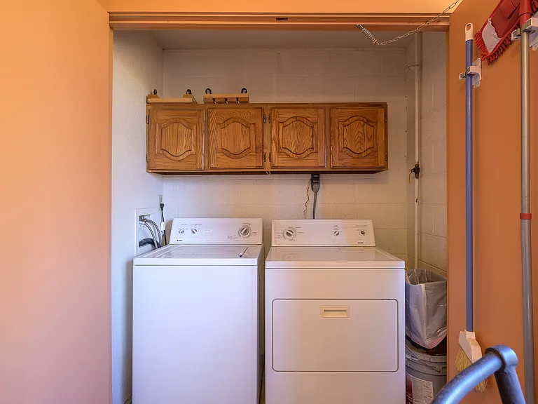 Full sized washer and dryer located on your patio.