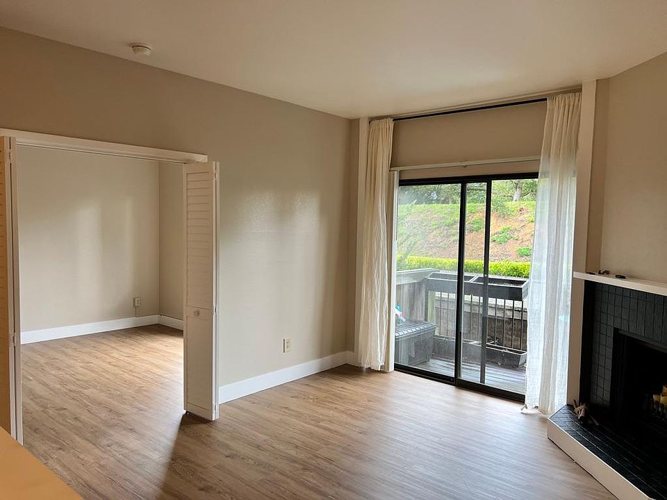 View out to living room and bedroom to the left