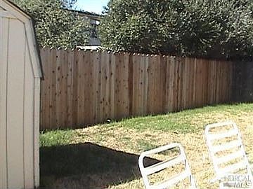 back yard with storage