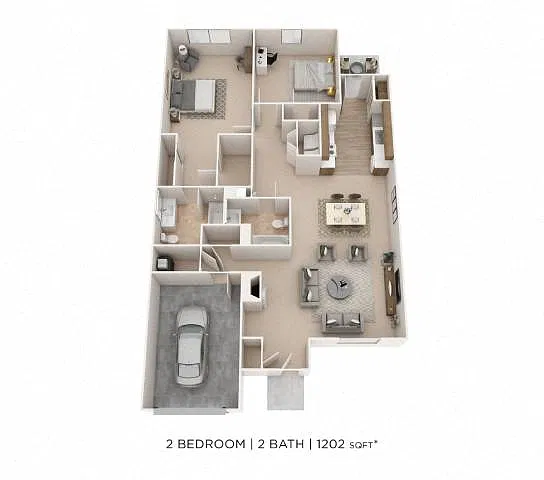 Floor plan Two Bedroom 2 Bath (Villas of Victor)