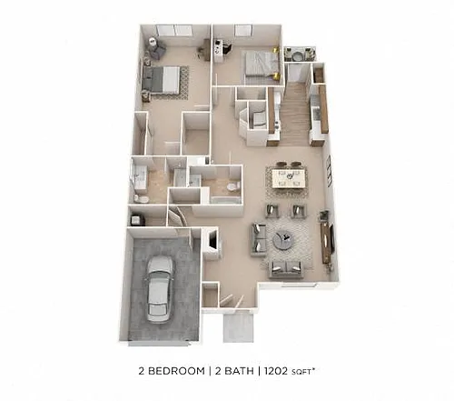 Floor plan Two Bedroom 2 Bath (Villas of Victor)