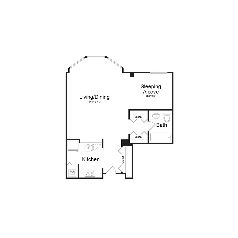 Floor plan olqe10b1 | 0 Bed | 1 Bath