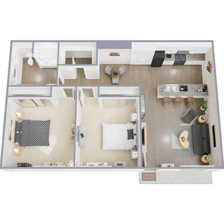 Floor plan 2 Bed 1 Bath