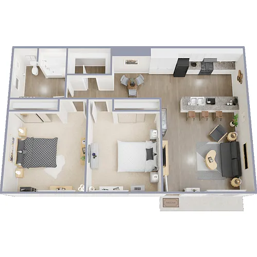 Floor plan 2 Bed 1 Bath