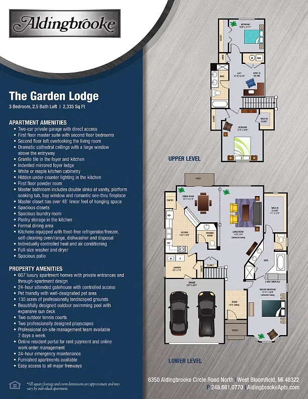 Floor plan Garden Lodge - includes a 2 car attached garage