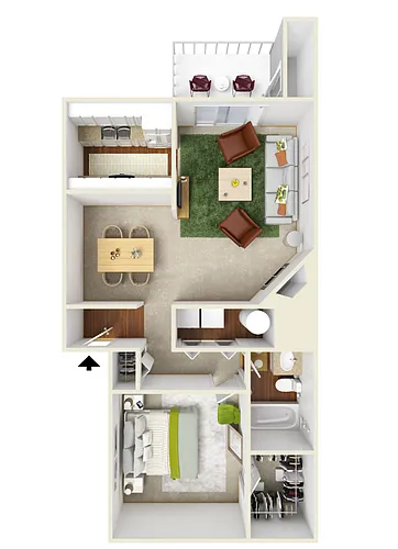 Floor plan 1 Bed 1 Bath
