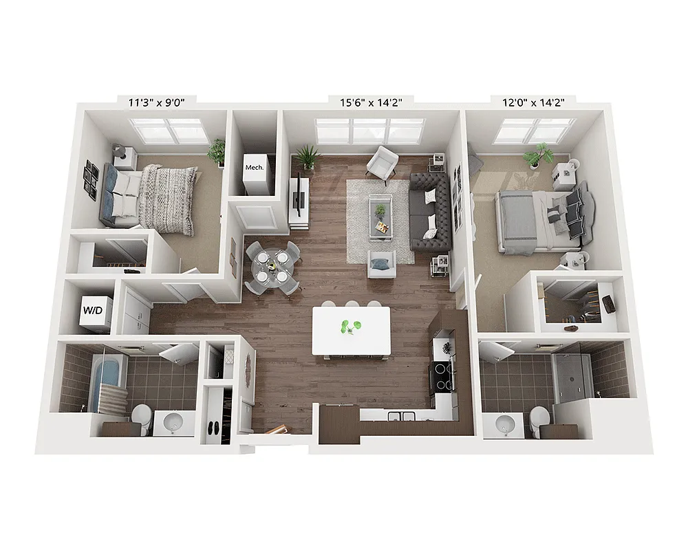Floor plan Two Bedroom B2A
