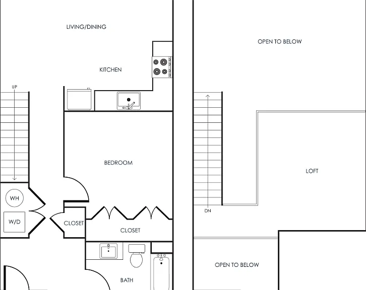 1 Bedroom Loft 11D Floorplan Diagram