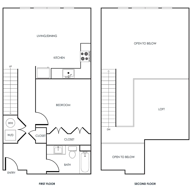 Floor plan 1 Bedroom Loft 11D