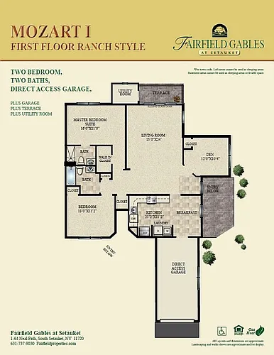 Floor plan Mozart I 2BR Lower Plus Den With Attached Garage