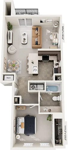 Floor plan One Bedroom End