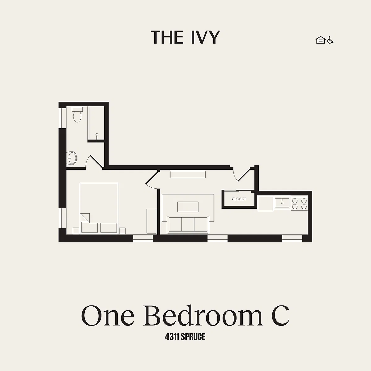 Floor plan 4311- 1 Bedroom Type C