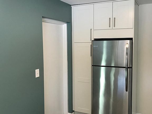 Large pantry cupboard and back door entrance.