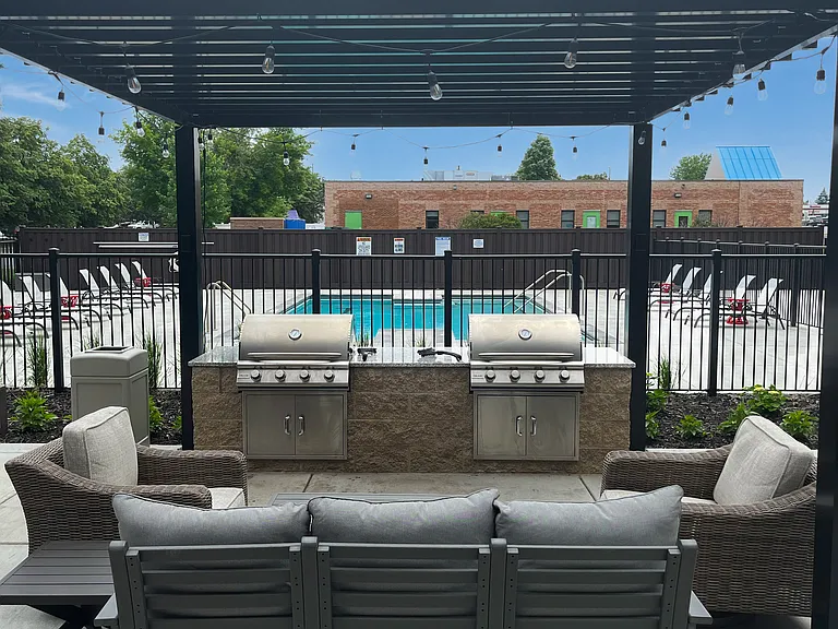 BBQ grills and outdoor dining space