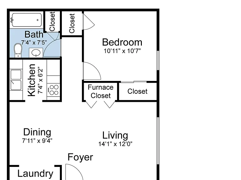 1 Bedroom, 1 Bath 1 Bedroom, 1 Bath
