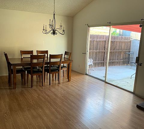 Dining area with door to patio
