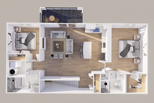 Floor plan Upper - Rear View - 2 Stall