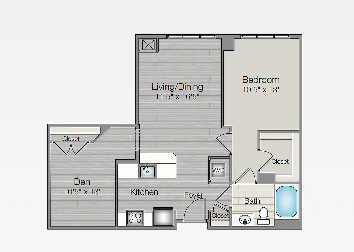 Floor plan 11s6D 1BR/1BA+den