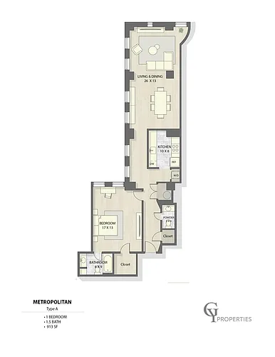 Floor plan Type A 1BR