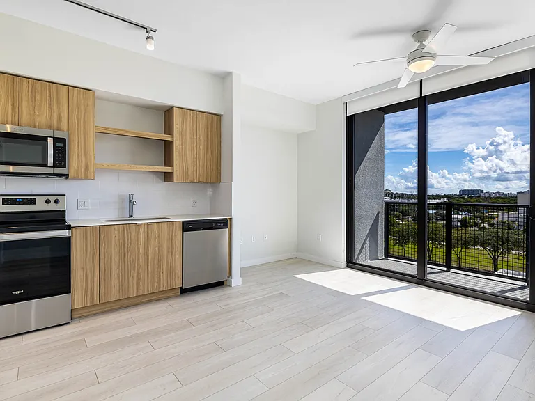 Your studio apartment features a private balcony