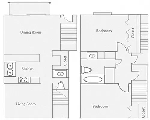 Floor plan 2br/1.5 bath Townhome