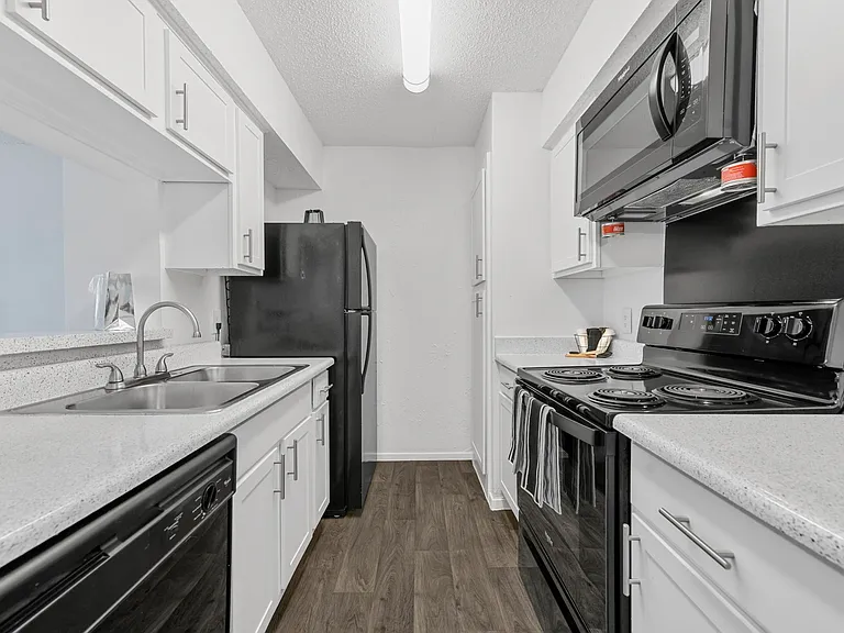 Updated kitchen with black appliances