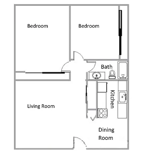 Floor plan 2 bedroom 1 bath