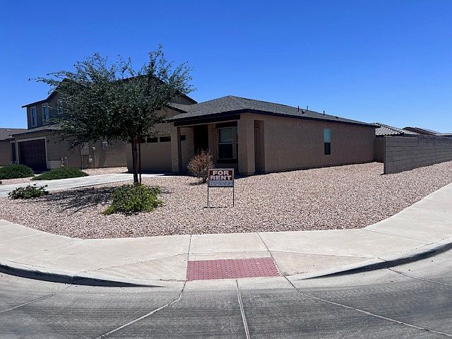 Exterior elevation, Corner lot, completely fenced back yard!