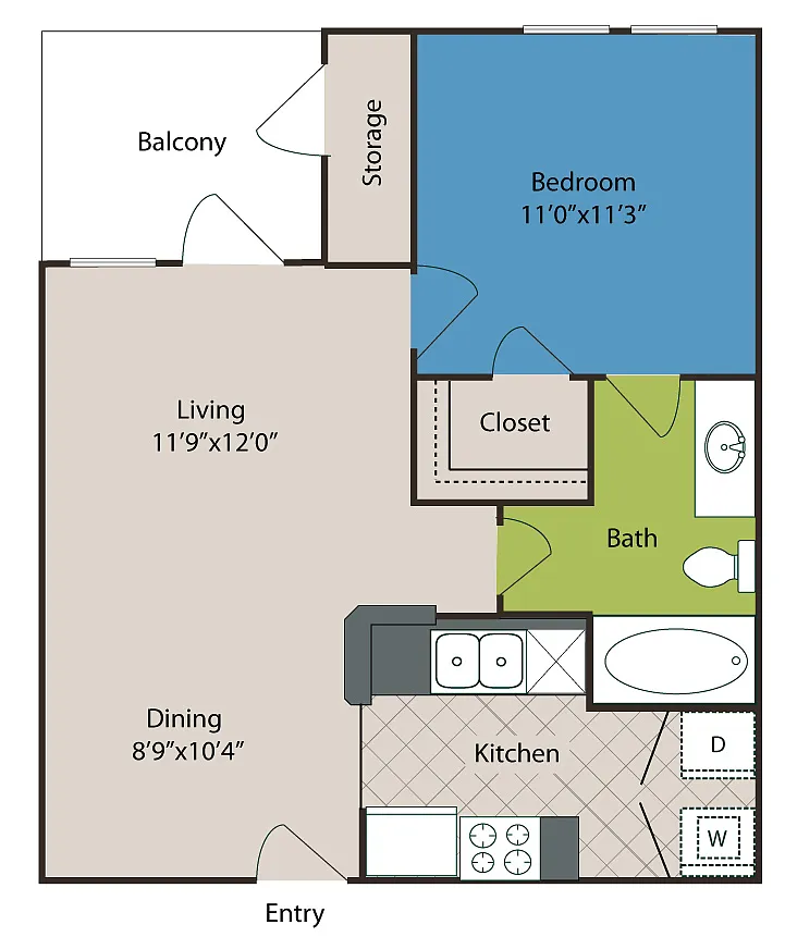 Floor plan 1 bedroom 1 bathroom 589 sq ft
