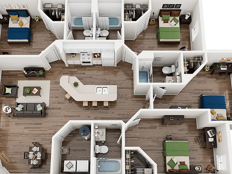 The Province Greensboro 4x4B Floor Plan The Province Greensboro 4x4B Floor Plan